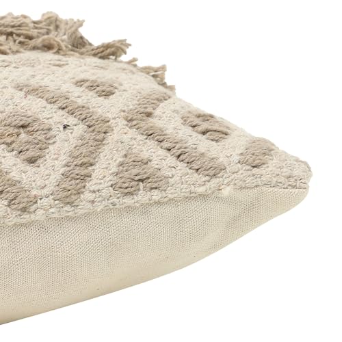 REDEARTH Handmade Boho Throw Pillow Covers - Bohemian Farmhouse Style - Accent Woven Indoor and Covered Patio Pillow Cushion Cases for Couch - Bed - Chair - Sofa - Benches – Set of 2 - 18"x18" - Taupe - color: Geometric Craft Taupe, size: 18" x 18" (Pack