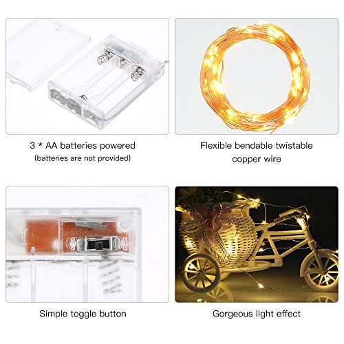 Ariceleo Led Fairy Lights Battery Operated, 1 Pack Mini Battery Powered Copper Wire Starry Fairy Lights for Bedroom, Christmas, Parties, Wedding, Centerpiece, Decoration (5m/16ft Warm White) - color: Warm White, size: 1 Pack