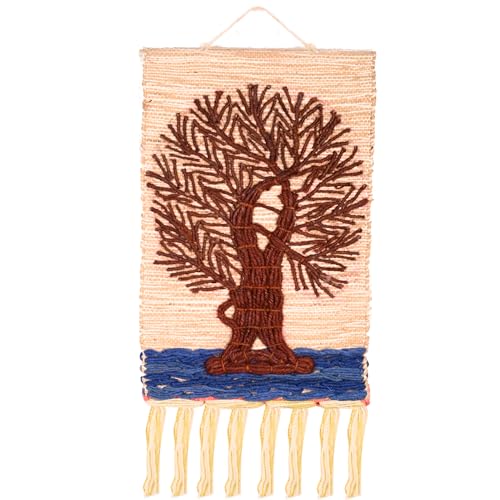 Tarini Gallery Hand Made Jute Wall Hanging Hand woven Tapestry Art Home View Natural Landscape Scenery for Home Office Decor and Gifting (Brown Tree) - color: Brown Tree