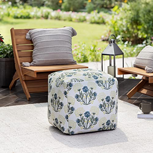 Anji Mountain 100% Handmade & Handcrafted Comfortable Home Décor Outdoor Pouf Ottoman Footrest for Living Room, Bedroom, Nursery, Kidsroom, Patio Furniture - (18" x 18" x 18"- Yellow-Ivory) - color: Gordes