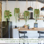 Giegxin Summer Mini Hanging Artificial Plant with Woven Basket Boho Fake Plants Ivy Faux Vines Eucalyptus Leaf for Indoor Home Wall Shelf Decor(6 Set,Green,Hanging Plant Basket) - size: Hanging Plant Basket