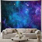 Lahasbja Galaxy Tapestry Blue Starry Sky Universe Space Tapestries Wall Hanging Mysterious Nebula Stars Backdrop for Living Room Dorm - size: 51.2"L x 59.1"W