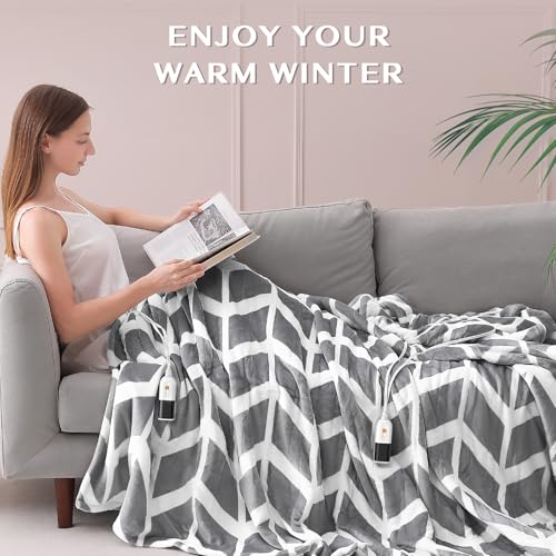 VENTIMI Electric Blanket Queen, 84" x 90" Heated Blanket with 9 Heat Levels & 2-4-8-10 Hours Auto Off, Fast Heating Blanket with ETL & FCC Certification, Grey - color: Grey, size: Queen