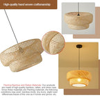 Bamboo Lamp Shade,Hand-Woven Bamboo Rattan Hanging Light Shade,13.77" Rattan Chandelier Shade for Dining Living Bedroom Kitchen Farmhouse 1-Pack - color: Bamboo 13.77 in 1-Pack