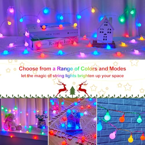Minetom RGB Globe String Lights - 21FT 60LED Battery Operated with Remote, 20+ Color Modes & Timer, Fairy Lights for Bedroom, Living Room, Classroom, Dorm & Birthday Parties - color: RGB (Red, Green, Blue), size: 1 Pack