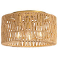 Rattan Ceiling Light Fixture, 3 Light Bohemian Modern Woven Ceiling Light, Boho Flush Mount Ceiling Light for Bedroom Living Room Dining Room, Bulb NOT Included - color: Gold, size: 3-Light-Round