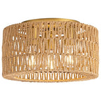 Rattan Ceiling Light Fixture, 3 Light Bohemian Modern Woven Ceiling Light, Boho Flush Mount Ceiling Light for Bedroom Living Room Dining Room, Bulb NOT Included - color: Gold, size: 3-Light-Round