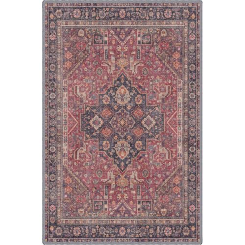 GENIMO Area Rug 2x3 Doormat, Machine Washable Low Pile Rugs, Small Retro Entryway Mat for Entrance, Hallway, Kitchen and Corridor,Vintage Scarlet - color: Vintage Scarlet, size: 2' x 3' (Rectangular)