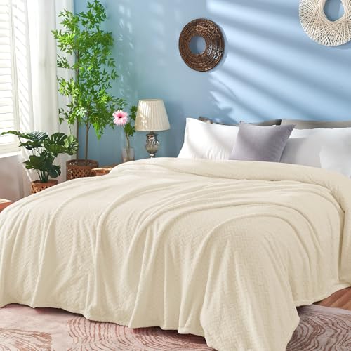 inhand Fleece Twin Blanket for Bed Cream White Throw Blanket for Couch Super Soft Cozy Warm Blankets and Throws Lightweight Fuzzy Large Blanket for Sofa Bed Office,50x60 inches - color: Cream White, size: Twin/Twin XL-60x90 IN