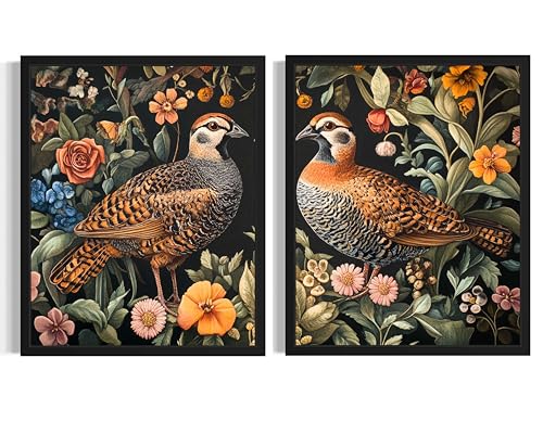 Quails William Morris Wall Art Poster Prints, Vintage Flowers Tapestry, Floral Decor for Living Room, Bedroom, Office, Bathroom AA12 (Quails, 8 x 10 inches (2 Panels), Unframed) - color: Quails, size: 8 x 10 inches (2 Panels)