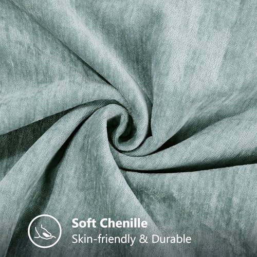 decorUhome Summer Chenille Soft Cozy Throw Pillow Covers 24x24 Set of 2, Modern Farmhouse Boho Velvet Decorative Euro Sham Pillow Cases with Stitched Edge for Couch Sofa Bed Home Decor, Aqua Haze - color: Aqua Haze, size: 24" x 24" (Pack of 2)
