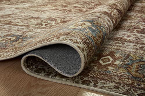 Loloi Magnolia Home by Joanna Gaines Sinclair Collection SIN-01 Rust/Lagoon 5'-0" x 7'-0", .25" Pile Height, Machine Washable, Area Rug - color: Rust / Lagoon, size: 5' x 7' (Rectangular)