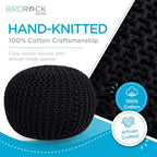 BIRDROCK HOME Round Pouf Ottoman Foot Rest - 18.5”x18.5”x15” Boho Compact Comfortable Soft Cotton Braided Foot Stool with Bean Bag Filling for Living Room, Bedroom, or Nursery (Black) - color: Black