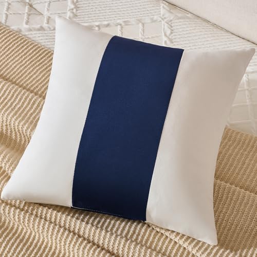 AmHoo Pack of 2 Velvet Panel Cotton Pillow Covers Decorative Pillowcase Cushion for Couch Sofa Bedroom 18 x 18-Inch Navy Blue - color: Navy Blue, size: 18" x 18" (Pack of 2)