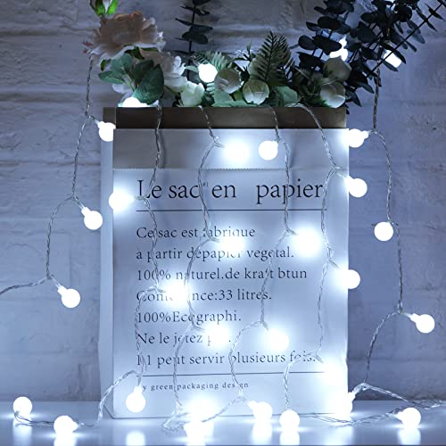 Minetom Globe String Lights, 66 Feet 200 Led Fairy Lights Plug in, 8 Modes with Remote Mini Globe Lights for Indoor Outdoor Bedroom Party Wedding Garden Christmas Tree Decor, Pure White - color: Pure White, size: 200LED
