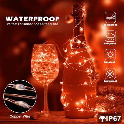 Fairy Lights 66ft 200 LED USB Twinkle String Lights Plug in Silver Wire Lights with Remote and Timer 8 Modes Outdoor Waterproof Starry Lights DIY Party Wedding Christmas Decoration（Orange） - color: Orange