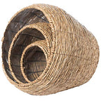 Vintiquewise Woven Round Flower Pot Planter Basket with Leak-Proof Plastic Lining- Set of 3 - size: Set of 3