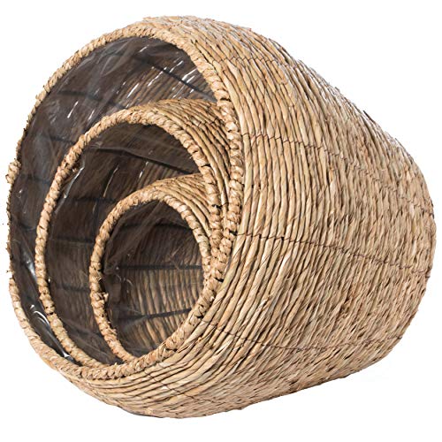 Vintiquewise Woven Round Flower Pot Planter Basket with Leak-Proof Plastic Lining- Set of 3 - size: Set of 3