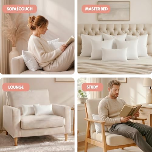 Utopia Bedding 14x22 Pillow Inserts, Set of 2, White – Indoor Decorative Throw Pillows for Bed, Sofa & Couch – Soft, Supportive & Fluffy Cushion Inserts - color: White, size: 14x22 Inch