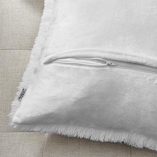NordECO HOME Luxury Soft Faux Fur Fleece Cushion Cover Pillowcase Spring Decorative Throw Pillows Covers, No Pillow Insert, 18" x 18" Inch, White, 2 Pack - color: A-white, size: 18" x 18" (Pack of 2)