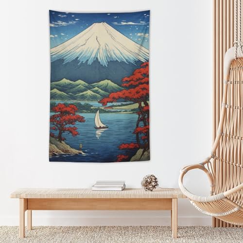 QEOPGNE Wall Tapestry for Bedroom Mount Fuji Mountain Landscape Lake Fall Leaves Japanese Painting Wall Tapestry Large Wall Art Tapestries Room Decor for Bedroom Living Room 40"x60" - color: Style2, size: 60"L x 40"W
