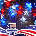 Couah 2 Pack 80 LED Red White and Blue Lights Battery Operated 20 FT 4th of July Patriotic Fairy Lights Indoor Outdoor Camping Party Patriotic Memorial Day Independence 4th of July Decorations - size: 20FT