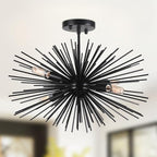 20in Black Sputnik Ceiling Light Fixtures Over Table 4-Lights Starburst Sputnik Chandelier Modern Solid Metal Semi Flush Mount Ceiling Light for Bedroom, Kitchen, Hallway, Laundry Room, E12 - color: Black 20" 4-Light