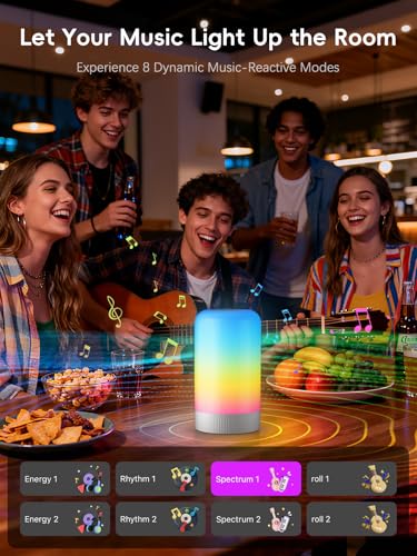 RGBICWW Smart Table Lamp, Touch Bedside Lamp with App Control, LED Desk Lamp with Music Sync, 30+ Scenes & 16M Colors, Color Changing Lamp for Bedroom Living Room Gaming Dimmable Night Light, White - color: White