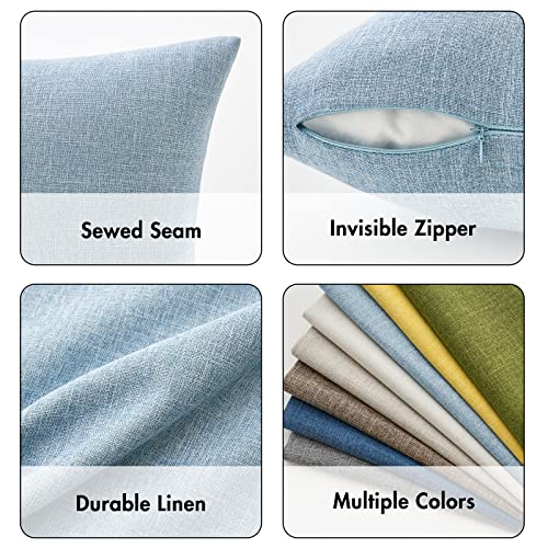 MIULEE Pack of 2 Decorative Linen Burlap Textured Pillow Covers Farmhouse Boho Accent Pillowcases Spring Coastal Home Decor for Couch Sofa Bedroom Living Room 18x18 Inch Light Blue - color: Light Blue, size: 18" x 18" (Pack of 2)