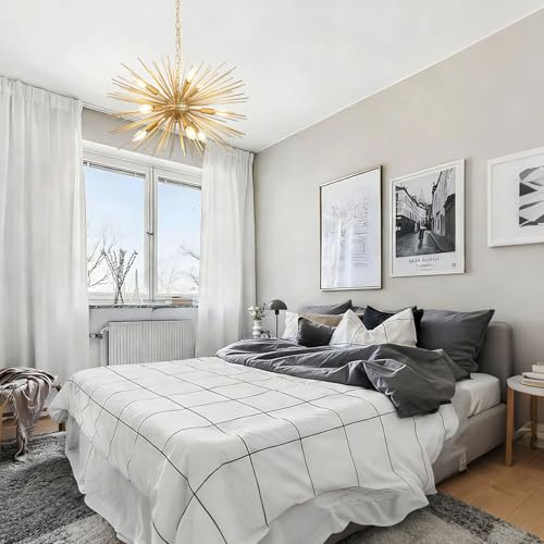 24" Modern Golden Sputnik Chandelier 9-Lights Mid-Century Modern Luxury Starburst Chandelier Gold Solid Metal Satellite Sputnik Chandeliers for Dining Room, Kitchen, Bedroom, Living Room - color: Golden 24" 9-Light