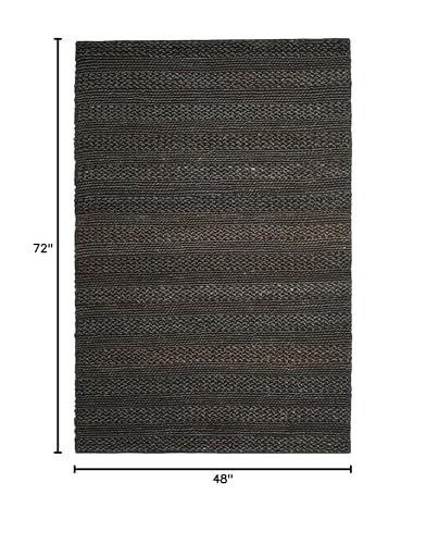 SAFAVIEH Area Rug 4x6 - Natural Fiber Collection - Charcoal, Handmade Jute, Braided Woven Design, Ideal for Entryway, Living Room, Bedroom (NF212C) - color: Charcoal, size: 4' x 6' (Rectangular)