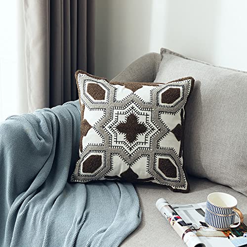 Boho Decorative Throw Pillow Cover Geometric Tufted Cotton Pillowcase Super Soft Pillow Sham Cushion Case for Sofa Couch Bedroom Living Room (Type B,18"x18") - color: Type B