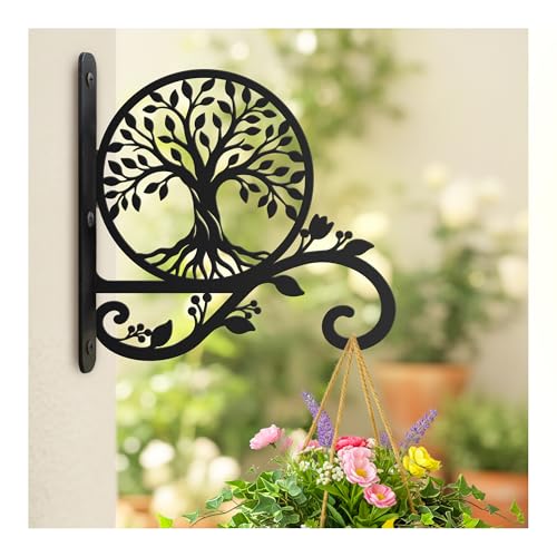 Tree of Life Metal Plant Hanger Bracket, Decorative wall-Mounted Hanging Plant Hook, Tree of Life Garden Decoration, Suitable for Hanging Baskets, Bird feeders, Lanterns, Wind Chimes - style: Tree of Life