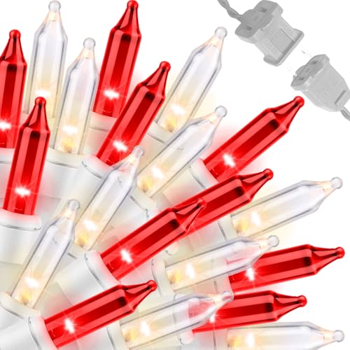 LAMPHOME 100 Count Red Clear Valentine Lights, Connectable 20ft Valentine Room Lights, Plug in Pink Christmas String Light Indoor Outdoor for Christmas Bedroom Valentines Party - color: Red and Clear-White Wire