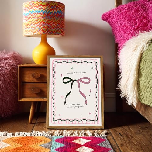 Framed Pink Bow Wall Art, Coquette Preppy Canvas Wall Decor Pictures, Trendy Inspirational Quote Paintings Prints Girly Home Decor Aesthetic for Girls Room Bedroom Dorm 12x16 inch - color: Pink Bow, size: 16"L x 12"W