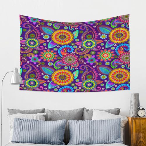 RTAFGU Perris Tapestry, Purple Paisley Mandala Pattern, Indian Boho Ethnic Decor Home Aesthetic Tapestries Wall Hanging for Home Living Room Dorm Party Bedroom Decoration 60" L x 40" W - color: Perris_2802, size: 60"L x 40"W