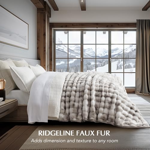 EverGrace Ultra Soft Luxury Fluffy Faux Rabbit Fur Throw Blanket, Thick Warm Bubble Throw for Bed, Cozy Plush Reversible Blankets for Couch, Chair, Sofa, Light Grey, 90x90 Inches - color: Marble Grey, size: 90"x90"