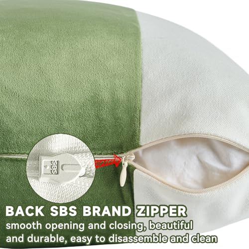 AmHoo Pack of 2 Velvet Panel Cotton Pillow Covers Decorative Pillowcase Cushion for Couch Sofa Bedroom 20 x 20-Inch Sage Green - color: Sage Green, size: 20" x 20" (Pack of 2)