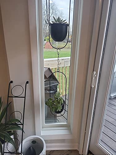 Shineloha 2 Pack Hanging Planters for Indoor Plants with 5.5" Pot + Ceiling Hook | Black Hanging Planter, Metal Plant Hanger, NO Plant incld - color: Black, size: Large