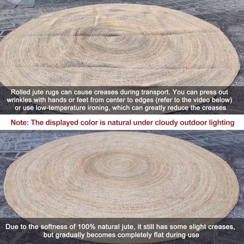 Shatex Burlap Rug 5x8ft, Handmade Braided 100% Natural Jute Rug for Bedroom & Living Room, Off-White - color: Off-white, size: 5' x 8' (Rectangular)