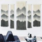 IOWER Large Macrame Wall Hanging 5Pcs Handmade Dip-Dyed Mountain Wall Decor Combination Suspension Bedroom Living Room Modern Fiber Yarn Wall Art - color: black1