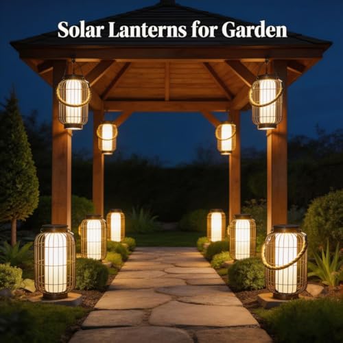 pearlstar Large Solar Powered Lantern Outdoor-Heavy Duty Metal Hanging Lights Decorative Solar Table Lamp Waterproof for Outside Patio Yard Garden Porch Tabletop Decor (Copper) - color: Copper