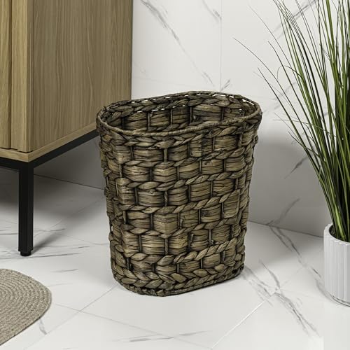 happimess HPM1401B-SET2 Miles Rustic Farmhouse Handwoven Water Hyacinth 4.5-Gallon Tapered Oval Wicker Watebasket, Brown (Set of 2) - color: Brown