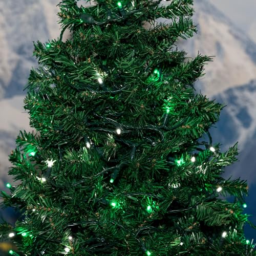 Novelty Lights 25ft 50 LED Green/Pure White Christmas Lights Outdoor/Indoor, 6" Spacing, Green Wire String Lights for Festive Xmas Lighting, IP55, UL Listed, Dimmable, Connectable - color: Green/Pure White