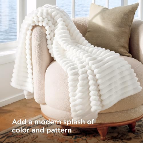 Bedsure GentleSoft White Throw Blanket for Couch - Cozy Soft Fleece Summer Throw Blankets for Bed, Cute Small Gift for Women Girls, House Bedroom Decor Aesthetic, Off White, 50x70 Inches - color: Off White, size: Throw XL