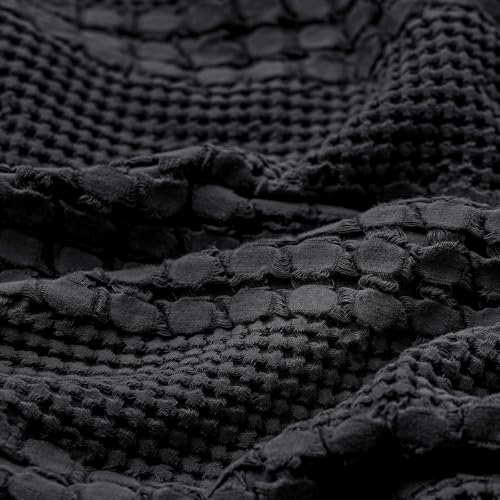 PHF 100% Cotton Waffle Pillow Shams Standard Size, 2 Pack 20" x 26" Soft Skin-Friendly Pillowcases, No Filling, Aesthetic Woven and Breathable Waffle Weave Pillow Case Covers for Bed, Black - color: Black, size: 26" x 20" (Pack of 2)