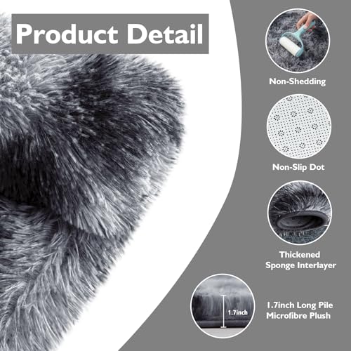 8x10 Fluffy Area Rugs for Living Room,Shag Area Rug for Bedroom,Soft Fuzzy Rug Non-Shedding Indoor Plush Carpet for Kids Bedroom Nursery Home Decor,Tie-Dyed Black - color: Mottling Black, size: 8' x 10' (Rectangular)