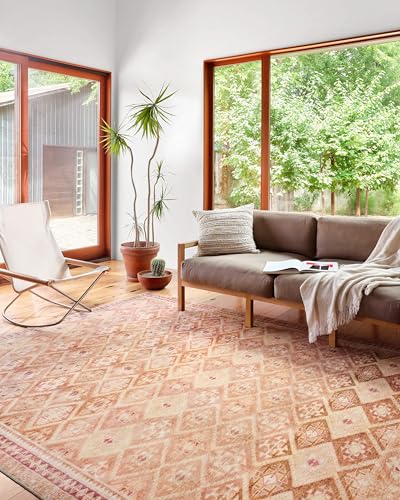 Loloi Layla Collection LAY-16 Natural/Spice 2'-3" x 3'-9" .13" Thick Accent Rug, Soft, Durable, Vintage Inspired, Distressed, Low Pile, Non-Shedding, Easy Clean, Printed, Living Room Rug - color: Natural / Spice, size: 2'3" x 3'9" (Rectangular)