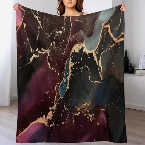 Modern Marble Blanket, Abstract Luxury Baroque Golden Purple Blue Stone Veins Pattern Soft Warm Cozy Plush Flannel Covers for Livingroom Bedroom Couch Chair Camping Travel Home Decor Tapestry 30x40in - color: Abstract-2, size: 30W" x 40L"