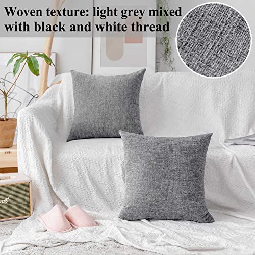 Home Brilliant Decorative Cushion Covers Chenille Square Pillow Protectors for Living Room Pillowcases for Car Chair, 20x20 inches, Set of 2, Grey White - color: Grey White, size: 20" x 20" (Pack of 2)